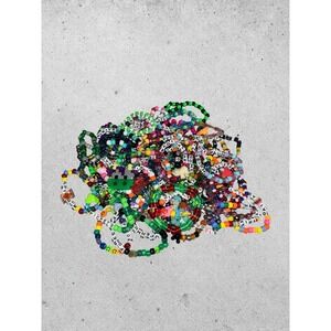 Huge Lot 20 Random Kandi Singles Bracelets Pony Bead EDM EDC PLUR Rave Festival
